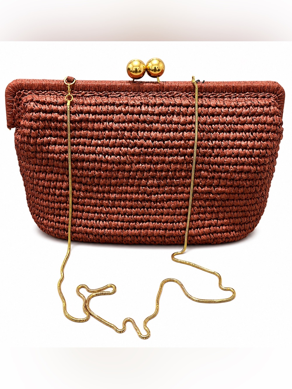 Rachel Zoe Woven Chestnut Shoulder/Clutch Bag with Gold Hardware - Picture 3 of 5